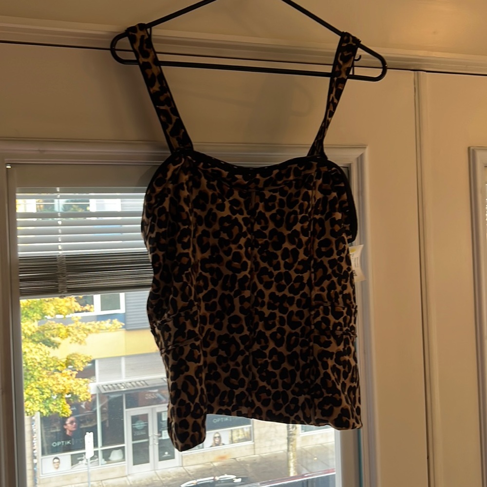White House/Black Market leopard print bustier.
